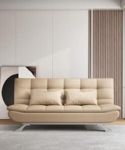 Alternative view of Harmony Home Premium Leather Sofa  Bed – Convertible Sleeper Couch with 2 Plush Cushions, Space-Saving Modern Design & Sturdy Metal Legs, Multi-Functional for Living Room & Guest Space - Beige