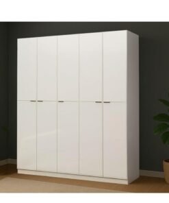 ROYALOAK Oliver 5 Door Wardrobe | High-Gloss Finish | HDF Wood | Modern Freestanding Cupboard | Durable Bedroom Storage Cabinet