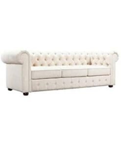 Maharat Al Bahar Chesterfield Tufted Jewel-Toned Velvet Sofa, Beige, 3-Seater, 200x90x80 cm