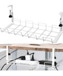 HomarKet Under Desk Cable Management Tray, No Drill Steel Desk Cable Organizers, Wire Management Tray Cable Management Rack, Desk Cable Tray with Wire Organizer and Desk Cord Organizer