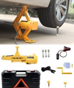 DUNISO 3 Ton Electric Jack with Carrying Case and Wireless remote control,12v Scissor Lift Jack for Tire，Portable  Emergency Car Tools（Yellow）