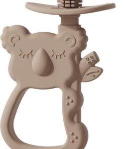 Moonkie Teething Toy, Safe & Easy to Hold BPA Free Silicone Teethers, 360° Baby Toothbrush with Suction Base, Teether Toys Best for Babies 6-12 Months (Koala Warm Taupe)
