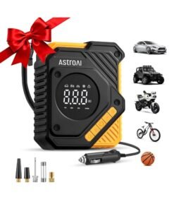 AstroAI Tyre Inflator Air Compressor 12V DC, Digital Car Tyre Pump 150 PSI, Preset Tyre Pressure & Auto Shutoff, Electric Air Pump for Car Tyres, Bicycles, Other Inflatables (Yellow) for Gifts