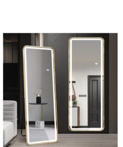 Y&D Full Length Floor Mirror LED Whole Body Mirror, Wall Mounted Hanging Mirror with Lights, Makeup Vanity Mirror, Bedroom Full Size Body Mirror with Dimming & 3 Color Modes