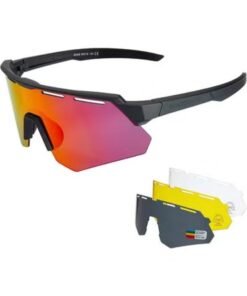 Rockbros Polarized Cycling Glasses With 4 Interchangeable Lenses Baseball Sunglasses For Men Womens Uv400 Sports Sunglasses
