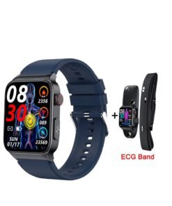 AROAQ Smart Watch, Fitness Tracker With Heart Rate Monitor, Blue Silicon ECG Multifunctional Smart Watch, Waterproof Activity Tracker For Android And Ios Phones