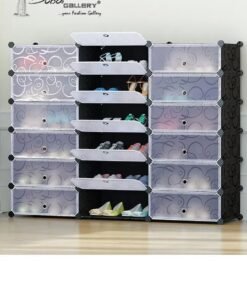 DubaiGallery 18 Cubes Diy Shoes Wardrobe Storage Shoe Rack Shoe Tower Storage Cabinet Shoe Organizer Storage Organizer Modular Shoe Cabinet with Doors