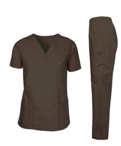Rannah's Uniform Scrubs Medical Uniform Unisex Top and Pants Brown Nurse Suit Set