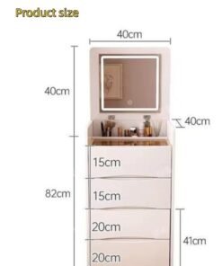 JCB CHIC 3 in 1 Vanity Desk with Flip Top Mirror and Lights，Makeup Vanity Set with Glass tabletop,Space Saving Dressing Table with storage cabinwt,Multi-Functional Display Cabinwt for Bedroom(40×40×82CM）