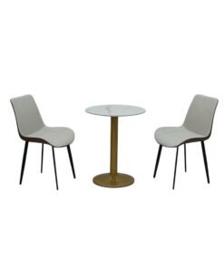 ALWASIT HOME Stork 3-Piece Square Dining Set | Sturdy Kitchen Dining Table With 2 Dining Chairs | 1+2 Seater Modern Design Furniture For Home, Dining Room - 60x60x75 White/Mable