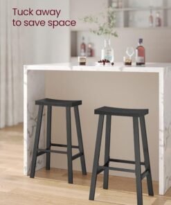 VASAGLE Bar Stools Set of 2 – Counter Height 74 cm, Industrial Style, Steel Frame with Footrest, Kitchen & Breakfast Bar Chairs – 46 × 33 × 74 cm - Image 3