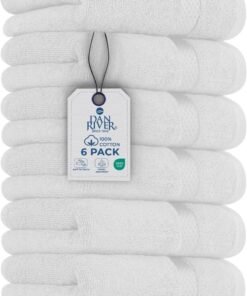 DAN RIVER 6-Pack Premium Hand Towels (16x28 Inches) - 100% Cotton, Ultra Soft, Lightweight, Highly Absorbent Towels for Bathroom, Spa, Gym, Salon, Hotel, and Travel - 550 GSM – White