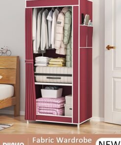 DUNISO Foldable Fabric Wardrobe, Multi-Functional Dustproof Storage Cabinet,Dustproof Deisgn, Quick and Easy to Assemble ,Portable Closet Organizer with Non-woven Fabric For Bedroom, Dorm, Apartment