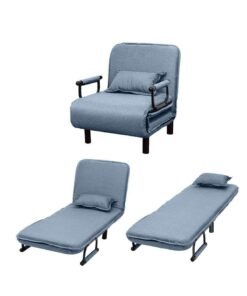 HOCC 3 in 1 Foldable Sofa Bed - Convertible Chair Cough Recliner Loungue Bed (Lake Blue)