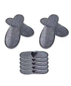 SRLIWHITE Disposable Slippers,5 pairs of disposable non-skid slippers. Durable thickened slippers. Suitable for home hospitality, hotel rooms, spa salons and business trips, travel (Dark Grey)