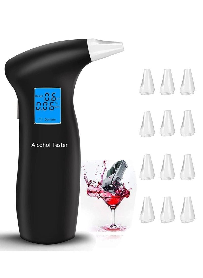 Portable Digital Breath Tester with LCD Screen, Personal Alcohol Breathalyzer with High-Precision Sensor, Battery Powered Breath Alcohol Tester for Driving Safety Check