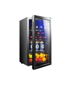 Cool Baby 95L Large Capacity Refrigerator Beverage Refrigerator Four-Layer Mini Refrigerator Silent Compressor Temperature Control Transparent Glass Door Suitable for Room