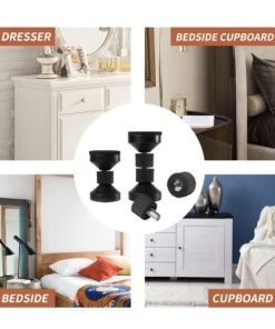 Arabest Adjustable Headboard Stoppers, Threaded Bed Frame Anti-Shake Tool, Bedside Stopper Prevent Loosening Anti-Shake Fixer, Telescopic Stabilizer, Protect Wall, for Beds, Cabinets, Sofas (4 PCS)