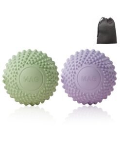 Loucky 2 Pack Massage Balls for Myofascial Release & Trigger Point Therapy, Lacrosse Massage Balls with 3D Points & Magnetic Therapy – Suitable for Back, Neck, Shoulders, etc. (Green+Purple)