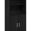 MODERN HOME Black Bookcase with 2-Door Bottom Cabinet | Multi-Use Office & Home Storage