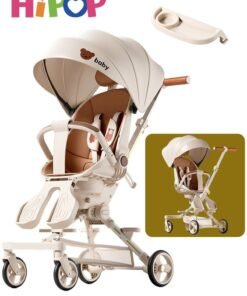 HIPOP 2 in 1 Strollers for Infant and Kids,Two-Way Rotating Seat,Sturdy and High Field of View Design,with Pedals,Sun Canopy,One Key Folding Stroller