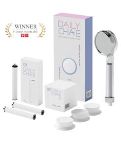 DailyCha-E Korean Shower Head and Twin Shower Filter Set A - With Antimicrobial Activated Carbon Fiber Filter - Water Filter For Removal Of Bacteria, Heavy Metals, Chemicals, Odor From Tap Water