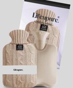Lifenpure™ Hot Water Bottle with Knitted Cover 2 Liter, Classic Rubber Hot Water Bag for Cramps, Neck, Shoulders Pain Relief, Hot Cold Pack for Hot and Cold Therapy and Feet Warmer