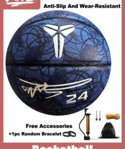 MHD Size 7 Official Game Basketball - Non - Slip & Durable for Indoor/Outdoor Concrete Courts - Includes Bag, Pump, Needle & Net