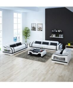 Ripple FURNITURE European Luxury Loveseats Living Room Sofa Set Home Furniture 6 Seater Sofa With Table White 225X95X88