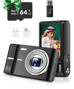 ZONBON Digital Camera, 50MP Cameras Digital with 64GB SD Card 2 Batteries, Full HD 1080P Camera with 16x Zoom Anti-Shake, Compact Camera for Teens Girls Boys, Kids Camera