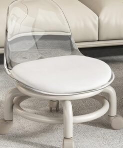 PU Leather Modern Rolling Stool with Low Back Height Adjustable Work Salon Drafting Swivel Task Chair