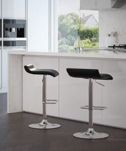 JCB CHIC Bar Stool Chairs High Stool Chair Adjustable Stool ，PU Leather with Chrome Base, Pub Counter Chair（black,2pcs）