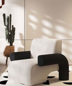 Merry Moments Two Tone Boucle Armchair Upholstered Armchair Lounge Chair Sofa Chair Dining Chair Makeup Chair for Bedroom Living Dining Retail H75xW90xL80 cm