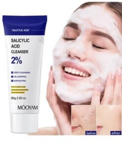 MOOYAM Salicylic Acid Cleanser - with 2% Salicylic Acid，Ceramide and Niacinamide | Gentle Foaming Face Wash for Sensitive, Acne Prone Skin | Deep Pore Cleaning | Unisex - 80g/2.82oz