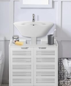 TPGP Under Basin Cabinet, Bathroom Sink Cabinet Floor Standing Storage Cupboard Unit - PVC lightweight