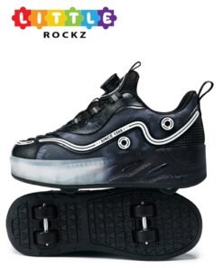 LITTLE ROCKZ Double Wheel LED Flash Light Fashion Shiny Sneaker Skate Heelys Shoes With Lightning Sole