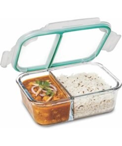SignoraWare Slim High Big Office 1 Liter Twin Compartment Lunch Box Food container, BPA Free, Microwave Safe