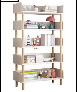 LEDIN Fashion Bookshelf Floor Living Room Wooden Cabinet Children Picture Book Simple Student Bookcase Bedroom Storage Shelf (White)