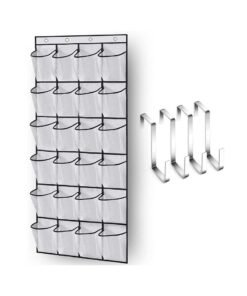 FASHION HOME 24 Large Pockets Over The Door Shoe Organizer Hanging Shoe Rack Behind Closet Holder Hanger