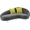 Comfynest Contemporary Velvet Solid Color Curved Slope Arm Sofa - Grey, 170.18 x 96.52 x 85.09 cm