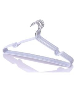 YANEK Metal Hangers For Shirt, Coat, Trousers Strong, Anti Slip & Space Saving Rubber Coated, Pack Of 10 White 40cm