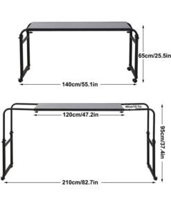 Garlo Overbed Table with Wheels Overbed Desk Over Bed Desk King Queen Bed Table Overbed Laptop Table Over Bed Table with Wheels(Black)