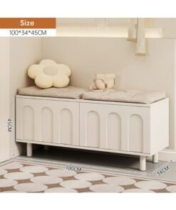 Sharpdo Cream Style Multifunctional Household Entrance Shoe Cabinet Bench Wooden Shoe Organiser Shoe Rack Shoe Cabinet Behind The Door Saves Space 100*34*45CM