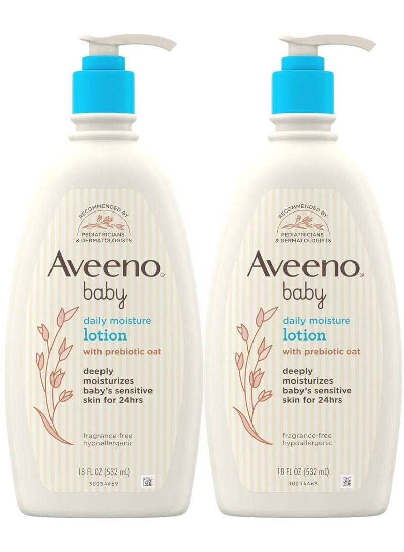 Aveeno Baby (Pack of 2) Daily Moisture Lotion, Fragrance-Free, 2x18 fl. oz