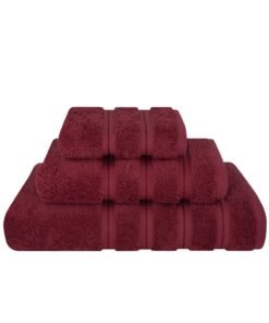 Safi Plus Towel Set 3 Piece Luxury Hotel Quality 600 GSM 100% Genuine Combed Cotton, Super Soft & Absorbent Family Bath Towels -  1 Bath Towel, 1 Hand Towel, 1 Washcloth - Bordeaux