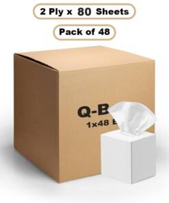 Q-Box Facial Tissue Paper White â€“ 2 Ply x 80 Sheets Pack of 48, Highly Absorbent, Ultra Soft for Home, Office & Hotel Use