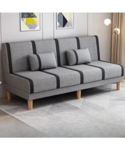 Ripple FURNITURE UAE Homes Convertible Fabric Sofa, Solid Color, 3 Seater with 2 Pillows (Dark Grey)