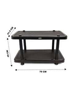 Esqube Coffee Table Center Teapoy Plastic Table Black Black - Image 3