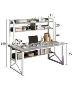 keke Multifunctional Computer Table And Office Desk With 2 Layer Book Shelf - Image 3