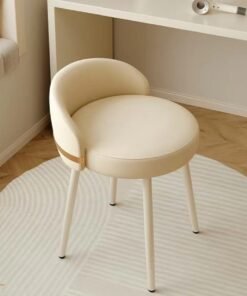 Kutis 1-Piece Metal Makeup Chair Swivel Chair Off-White 42x38x53 Centimeter